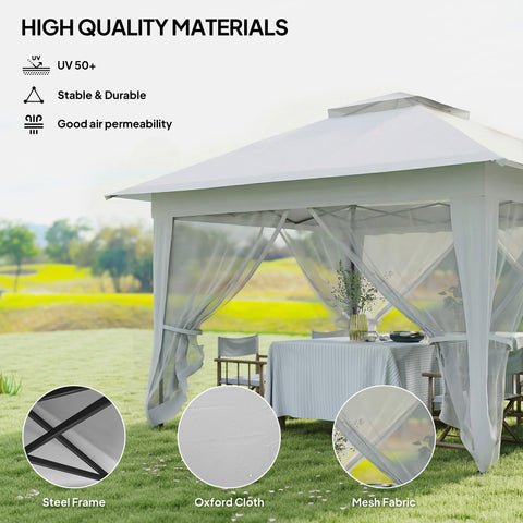 Image of 12' x 12' Foldable Pop-up Party Tent Instant Canopy Sun Shade Gazebo Shelter with Steel Frame, Light Grey