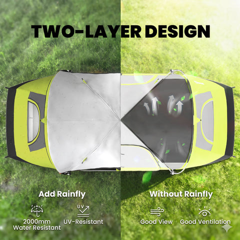 Image of Camping Tent for 6-8 Man with 2000mm Waterproof Rainfly and Carry Bag for Fishing Hiking Festival, Green