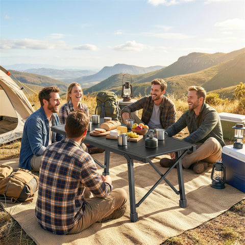 Image of Folding Picnic Table Heavy Duty Camping Table with Removable Plates Non-slip Feet for Outdoor BBQ