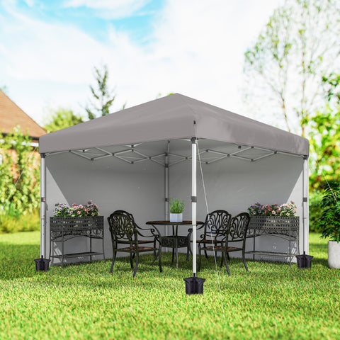 Image of 10' x 10' Pop Up Canopy with Sidewalls, Roller Bag, Height Adjustable Instant Tent for Outdoor, Garden, Patio, Grey