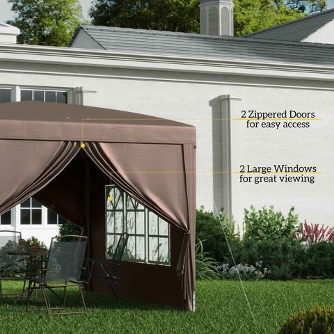 Image of 10'x10' Outdoor Pop Up Party Tent Wedding Gazebo Canopy with Carrying Bag (Coffee)