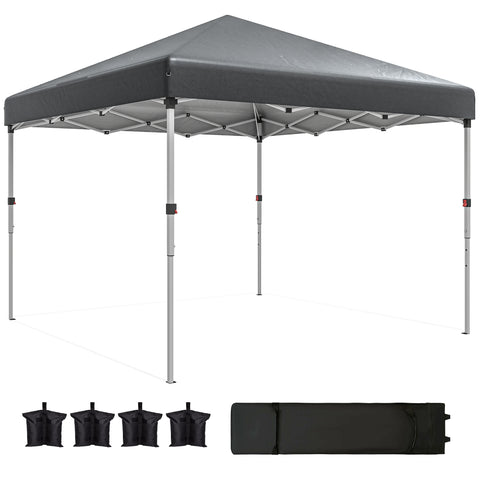 Image of pop up canopy -  10' x 10' Pop Up Canopy with Sidewalls, Roller Bag, Height Adjustable Instant Tent for Outdoor, Garden,