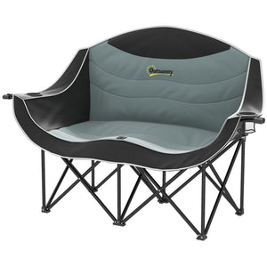 camping furniture -  Portable Camp Chair, Double Camping Chair with Cup Holders and Carry Bag, Support 551 lbs, Black
