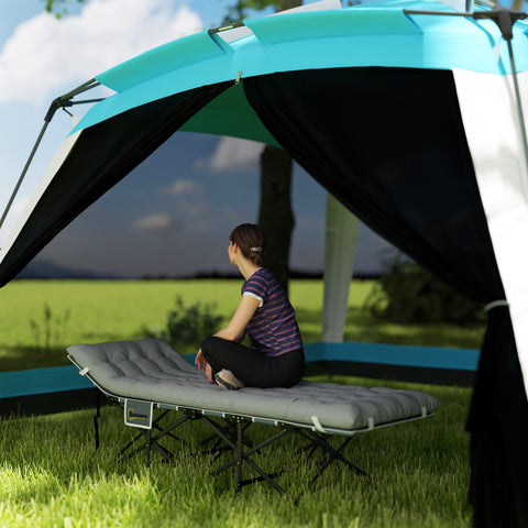 Image of 25.6" Wide Folding Bed, Camping Cot for Adults with Mattress, Carry Bag, Storage Pocket, Max Load 330 LBS, Light Grey