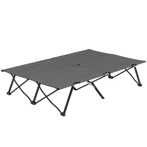 Image of camping cot -  Two Person Folding Camping Cot Outdoor Portable Double Cot with Carrying Bag 76" Dark Grey