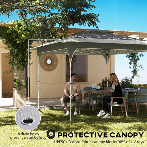 Image of 11.5 x 11.5 ft Pop Up Canopy Tent with 1-Button Push Easy Setup, UPF 50+ 2-Tier Instant Canopy with Carry Bag, Dark Grey