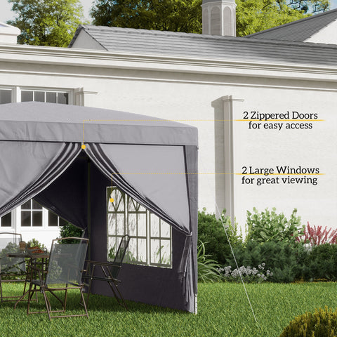 Image of 10'x10' Outdoor Pop Up Party Tent Wedding Gazebo Canopy with Carrying Bag (Grey)