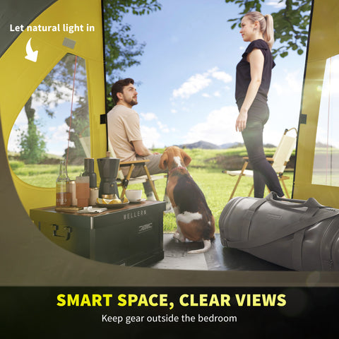 Image of 3-4 Person Camping Tent, Easy Set Up Dome Tent with Porch, Waterproof Family Tent with Bedroom and Sewn-in Groundsheet