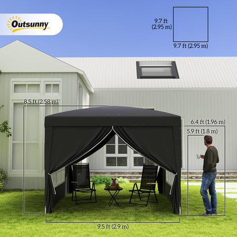 Image of 10'x10' Outdoor Pop Up Party Tent Wedding Gazebo Canopy with Carrying Bag (Black)