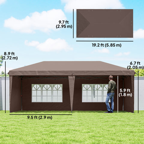 Image of 10' x 20' Outdoor Pop Up Canopy Tent Party Tent Instant Shelter W/ Carrying Bag, Coffee
