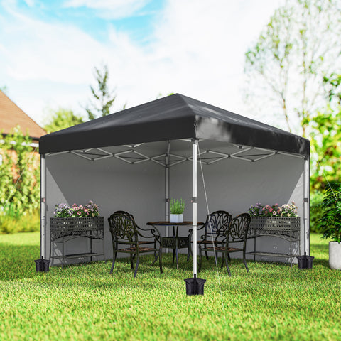Image of 10' x 10' Pop Up Canopy with Sidewalls, Roller Bag, Height Adjustable Instant Tent for Outdoor, Garden, Patio, Black
