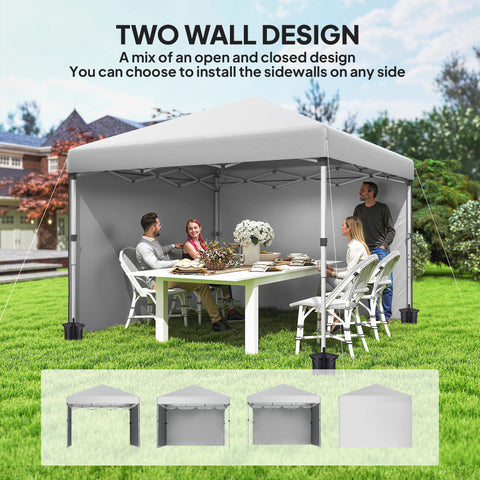 Image of 10' x 10' Pop Up Canopy with Sidewalls, Roller Bag, Height Adjustable Instant Tent for Outdoor, Garden, Patio, White
