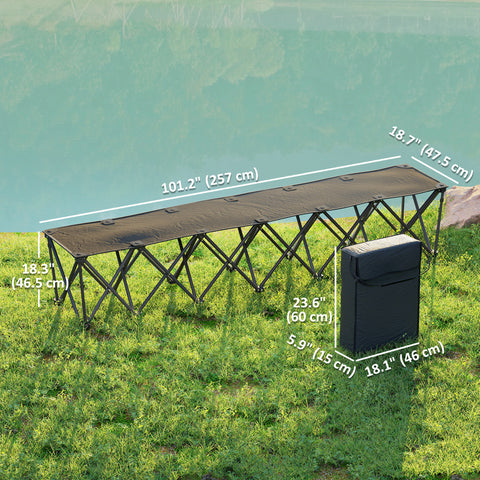 Image of Portable 6-Seater Folding Camping Chair, Team Bench Chair with Carry Bag for Soccer Football Team, No Assembly