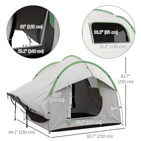 Image of 2000mm Waterproof SUV Tent, Car Tent with 3 Doors and Mesh Window, for 5-6 Person Camping Travel, Grey and Green
