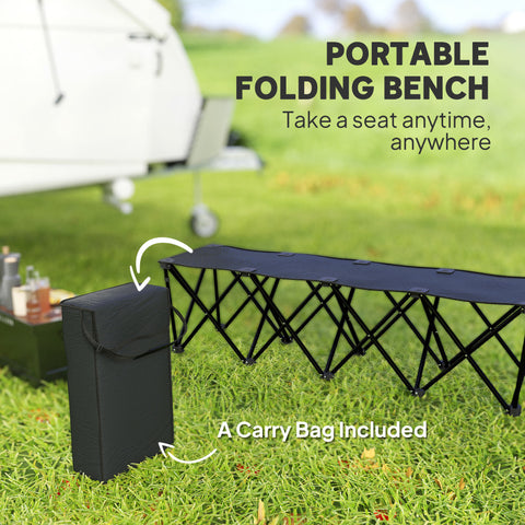 Image of Portable 4-Seater Folding Camping Chair, Team Bench Chair with Carry Bag for Soccer Football Team, No Assembly