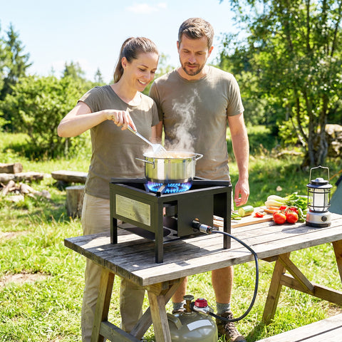 Image of Camping Stove, 65000 BTU High Pressure Propane Stove Outdoor Burner with Detachable Burner, Black