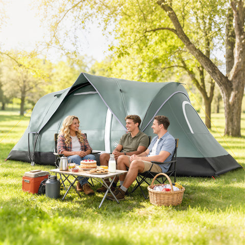 Image of 5-6 Person Family Tent, Outdoor Camping Tent with Lighting Hook, Carrying Bag for Camping, Hiking and Travelling, Green
