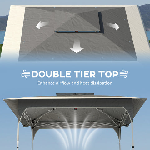 Image of 11.5 x 11.5 ft Pop Up Canopy Tent with 1-Button Push Easy Setup, UPF 50+ 2-Tier Instant Canopy with Carry Bag, Dark Grey