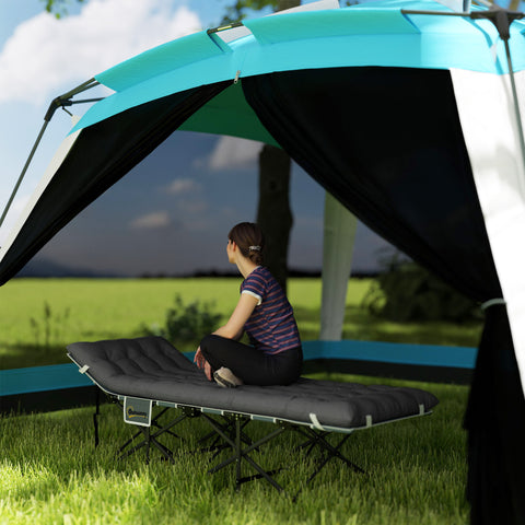 Image of 26.8" Wide Folding Bed, Camping Cot for Adults with Cushion, Carry Bag, Max Load 330 LBS, Dark Grey