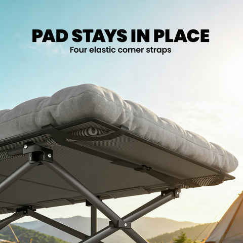 Image of Set of 2 Camping Cot with Soft Pad, 32" Extra Wide Folding Cots with Non-Slip Feet and Carry Bag, Grey