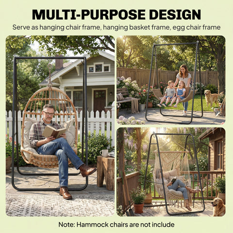 Image of Hanging Hammock Stand Only Heavy Duty Steel A-Frame for Hanging Hammock, Max Load 330 LBS, Black