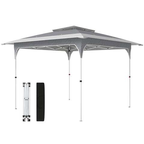Image of pop up canopy -  11.5 x 11.5 ft Pop Up Canopy Tent with 1-Button Push Easy Setup, UPF 50+ 2-Tier Instant Canopy with Car