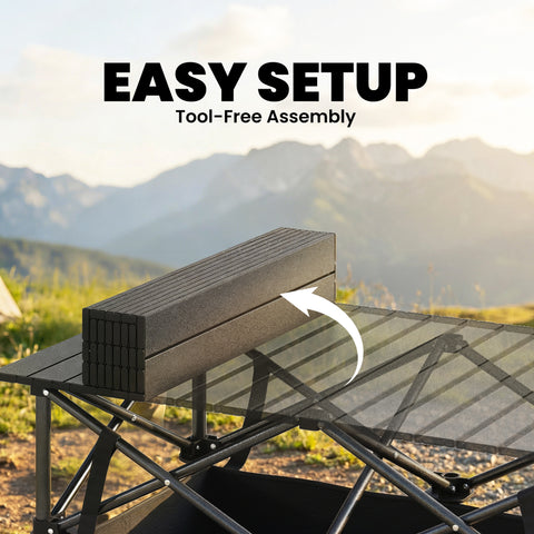 Image of 3ft Folding Camping Table, Picnic Table with Mesh Storage Net, Carrying Bag and Metal Frame, Black