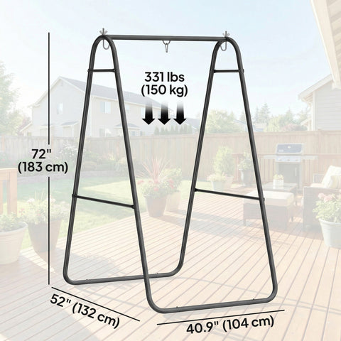 Image of Hanging Hammock Stand Only Heavy Duty Steel A-Frame for Hanging Hammock, Max Load 330 LBS, Black