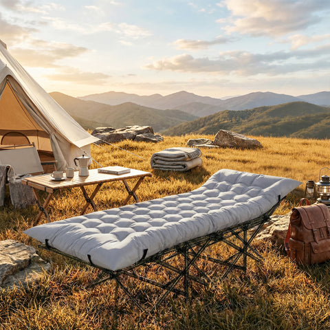 Image of Sleeping Mat, Camping Mat Pad with Elastic Straps, Light Grey