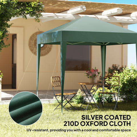 Image of 6.6'x6.6' Pop Up Canopy Tent with Sidewalls, Instant Sun Shelter Camping Gazebo with Carry Bag, Dark Green