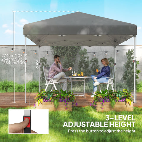 Image of 10' x 10' Pop Up Canopy with Sidewalls, Roller Bag, Height Adjustable Instant Tent for Outdoor, Garden, Patio, Grey