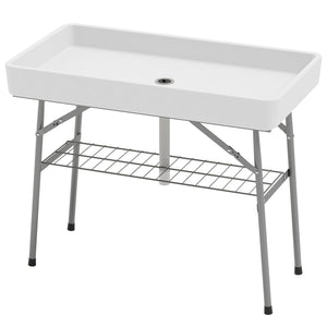 camping furniture -  3.4ft Folding Ice Cooler Table with Drain, Outdoor Patio Party Cooler for Drinks, Fishing Cleaning 