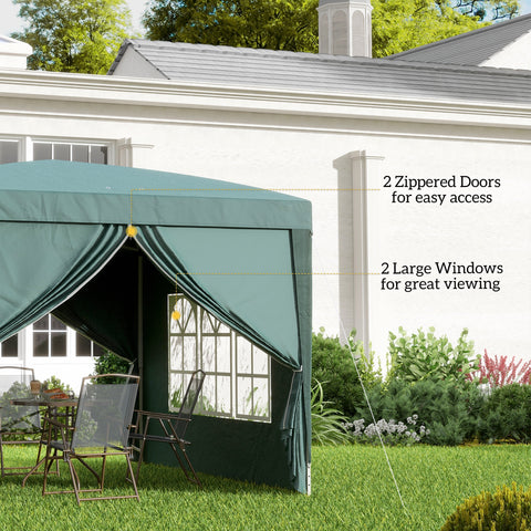 Image of 10'x10' Outdoor Pop Up Party Tent Wedding Gazebo Canopy with Carrying Bag (Dark Green)