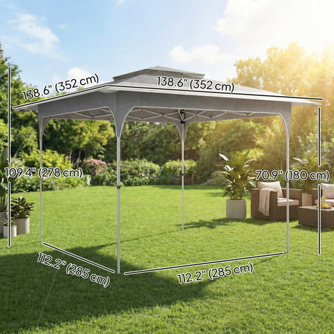 Image of 11.5 x 11.5 ft Pop Up Canopy Tent with 1-Button Push Easy Setup, UPF 50+ 2-Tier Instant Canopy with Carry Bag, Dark Grey