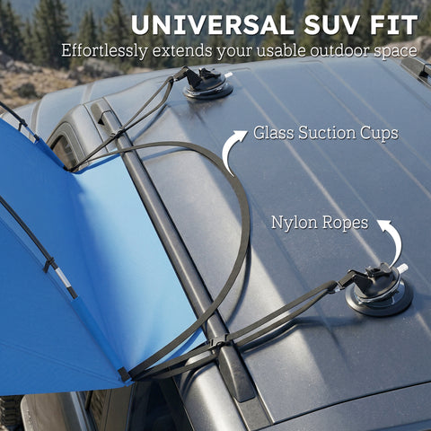 Image of Car Awning Camping Tailgate Tent for SUV, 3000mm Waterproof Car Side Awning with Carry Bag, Light Blue