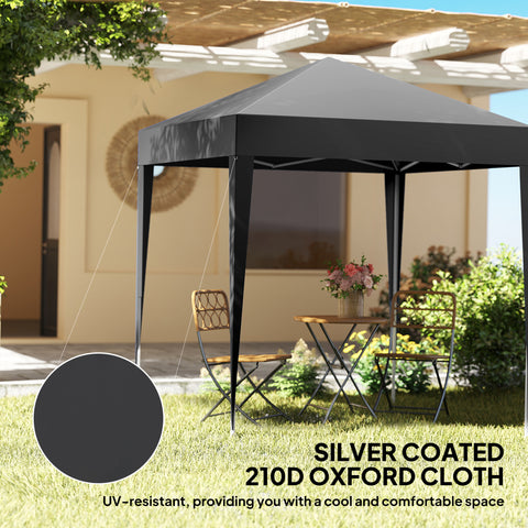 Image of 6.6'x6.6' Pop Up Canopy Tent with Sidewalls, Instant Sun Shelter Camping Gazebo with Carry Bag, Black