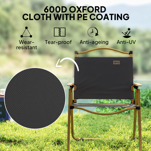 Image of Camping Chair, Lightweight Folding Chair, Portable Armchair, Excellent for Festivals, Fishing, Dark Grey