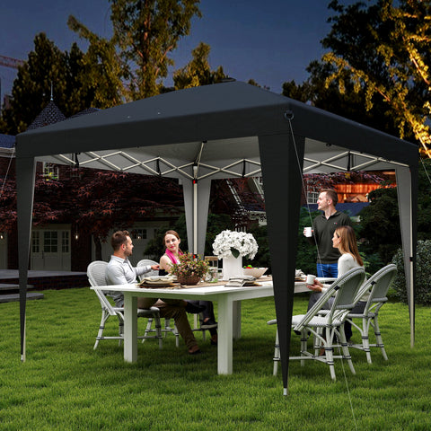Image of 10 x 10 ft Pop Up Canopy Tent with Central Light, UPF 50+ Instant Portable Canopy Shelter with Remote, Black