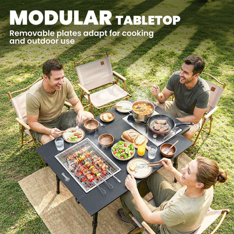 Image of Folding Picnic Table Heavy Duty Camping Table with Removable Plates Non-slip Feet for Outdoor BBQ