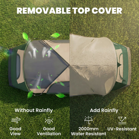 Image of Camping Tent for 6-8 Man with 2000mm Waterproof Rainfly and Carry Bag for Fishing Hiking Festival, Dark Green