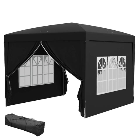 Image of pop up canopy -  10'x10' Outdoor Pop Up Party Tent Wedding Gazebo Canopy with Carrying Bag (Black)
