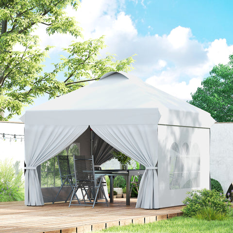 Image of 10' x 10' Pop Up Canopy Tent, Instant Sun Shelter, Tents for Parties, with Wheeled Carry Bag, White