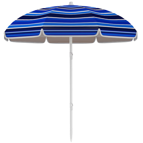 Image of beach umbrella -  70.9" Dia. Portable Beach Umbrella, UV 50+ Ruffled Outdoor Umbrella with Adjustable Tilt Multicolor