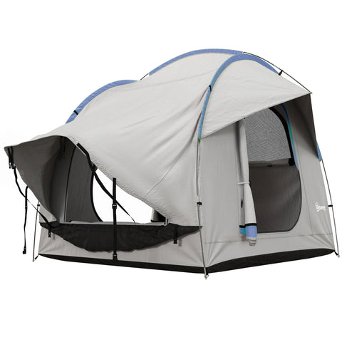 Image of camping tent -  2000mm Waterproof SUV Tent, Car Tent with 3 Doors and Mesh Window, for 5-6 Person Camping Travel, Grey a