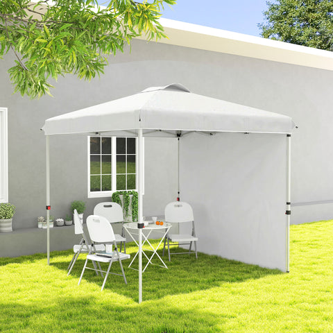 Image of 8 x 8 ft Pop Up Canopy with 1 Sidewall, Carry Bag and 4 Sand Bags, Height Adjustable Instant Sun Shelter, White