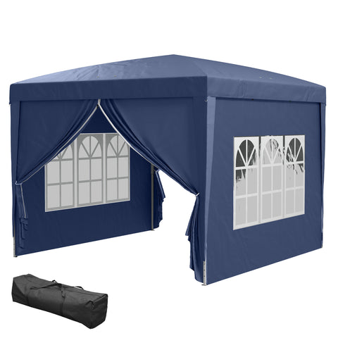 Image of pop up canopy -  10'x10' Outdoor Pop Up Party Tent Wedding Gazebo Canopy with Carrying Bag (Blue)