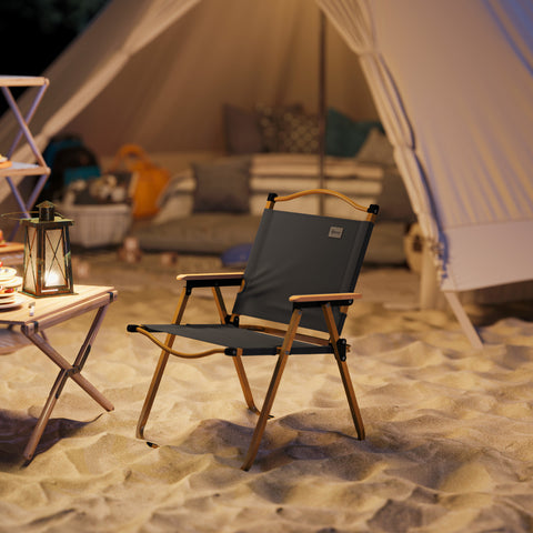 Image of Camping Chair, Lightweight Folding Chair, Portable Armchair, Excellent for Festivals, Fishing, Dark Grey