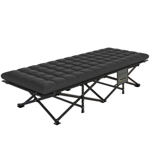 camping cot -  Camping Cot with Soft Pad, 32" Extra Wide Folding Cots with Non-Slip Feet and Carry Bag, Black