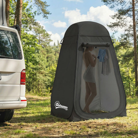 Image of Pop Up Shower Tent, Portable Privacy Room for Outdoor Changing, Dressing, Fishing Storage with Carrying Bag, Black