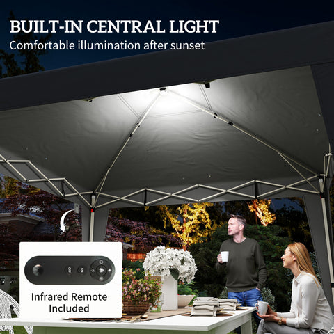 Image of 10 x 10 ft Pop Up Canopy Tent with Central Light, UPF 50+ Instant Portable Canopy Shelter with Remote, Black